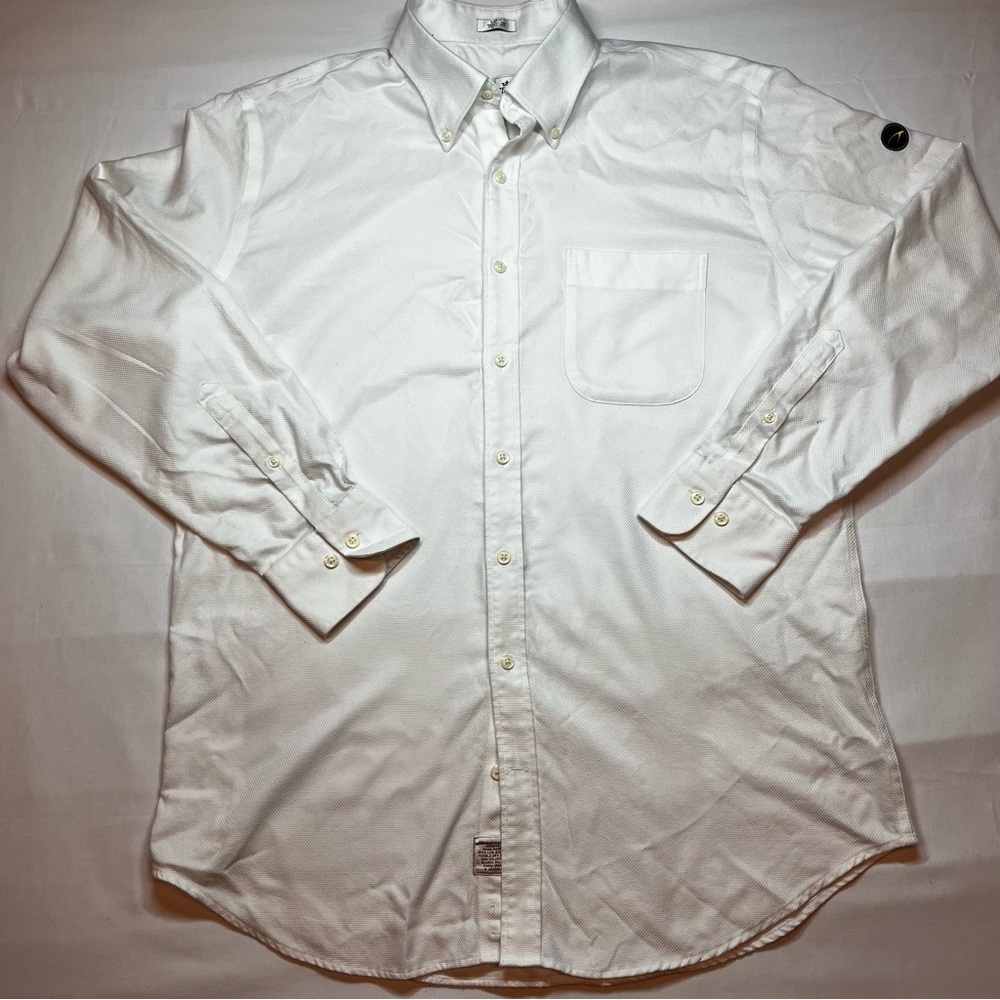 Peter Millar Nanoluxe Button-Down Shirt – White – Golf Logo – Size L